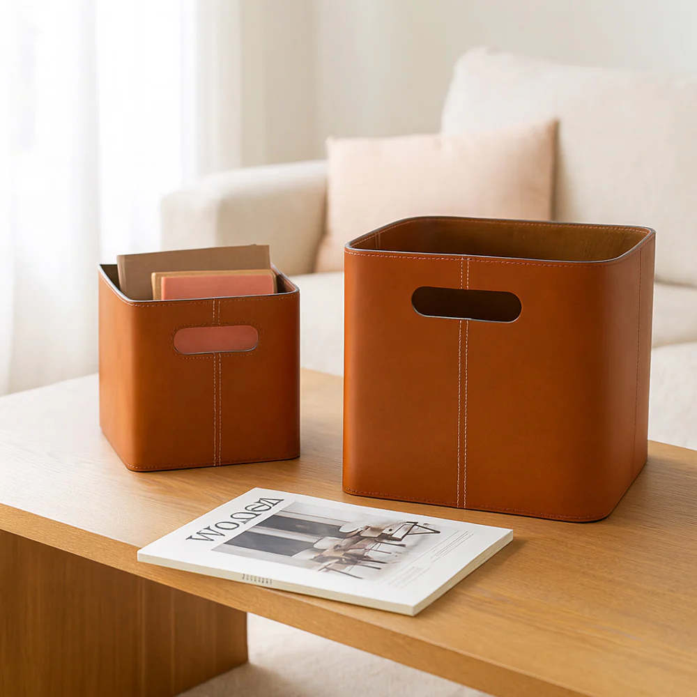 Salle Square Storage Bins, Set of 2 - Auburn - Image 3