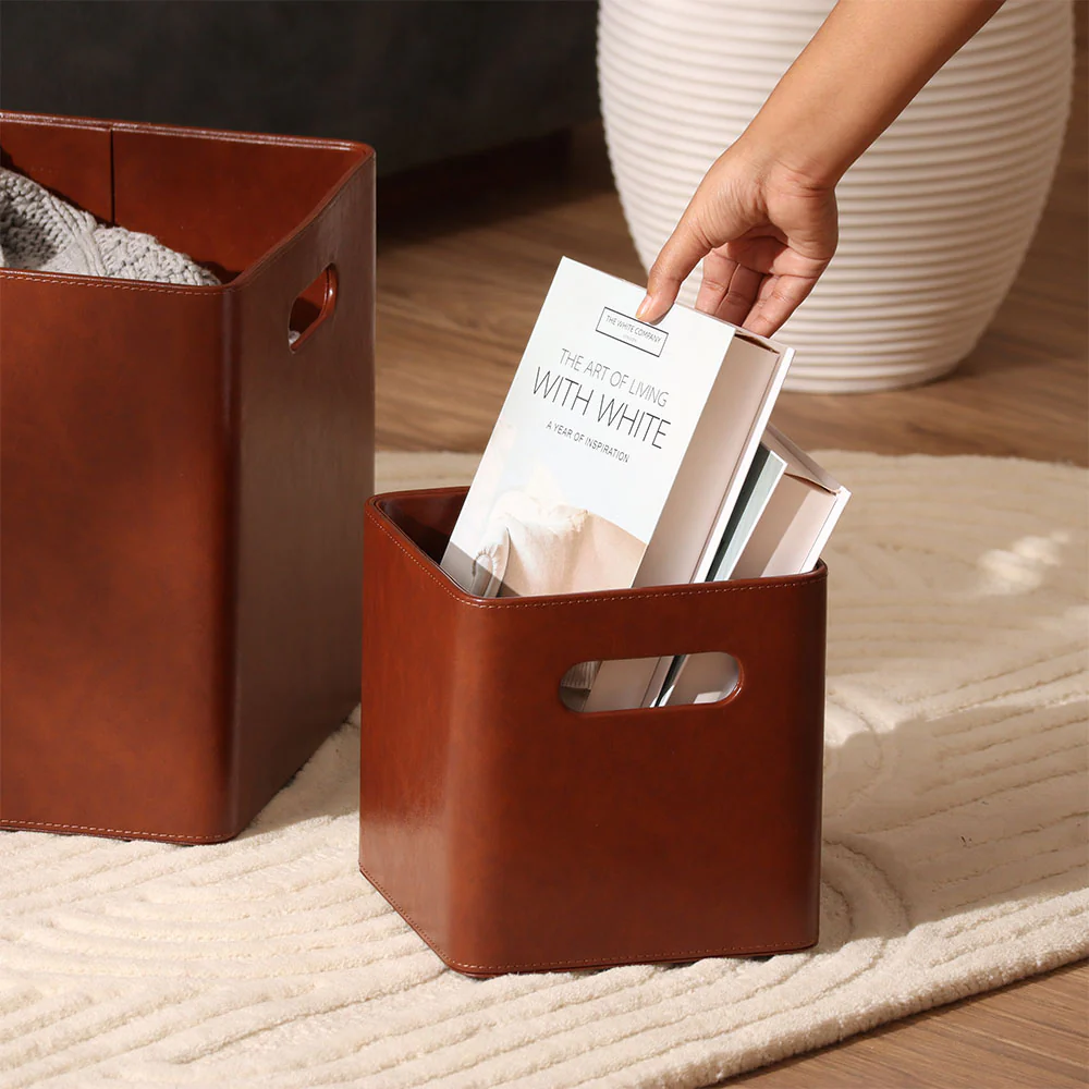 Salle Square Storage Bins, Set of 2 - Auburn - Image 4