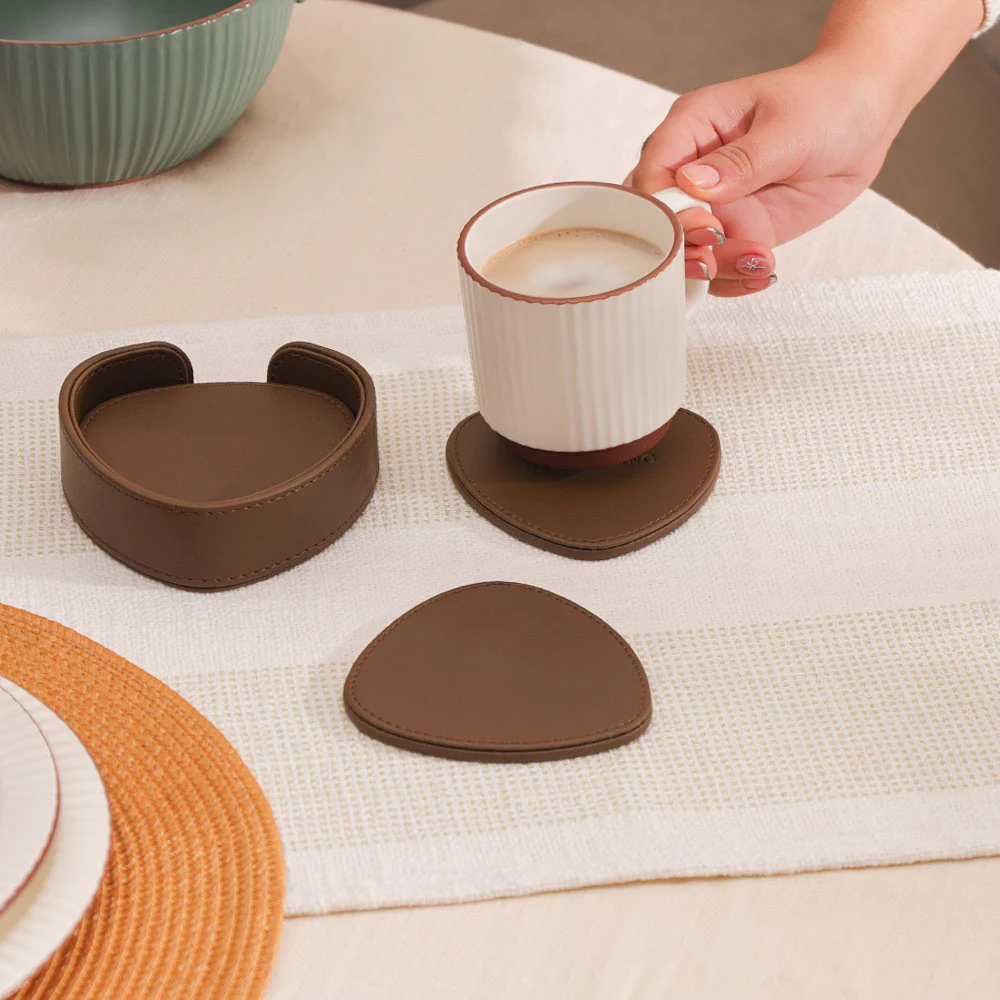 Saloon Drop Coasters, Set of 6 - Brown - Image 2