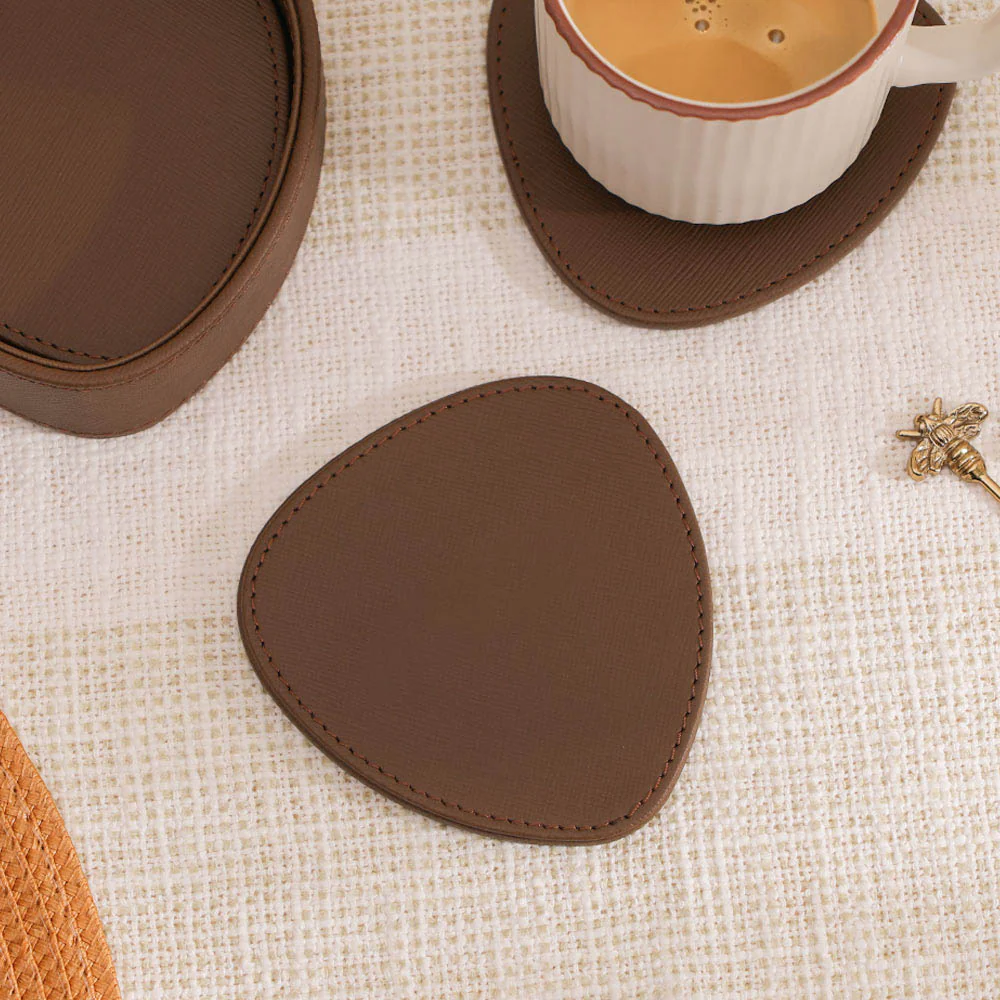 Saloon Drop Coasters, Set of 6 - Brown - Image 3