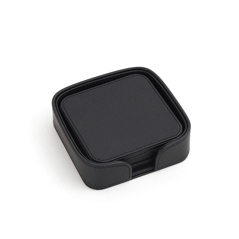 Saloon Sqround Coasters, Set of 6 - Black - Image 3