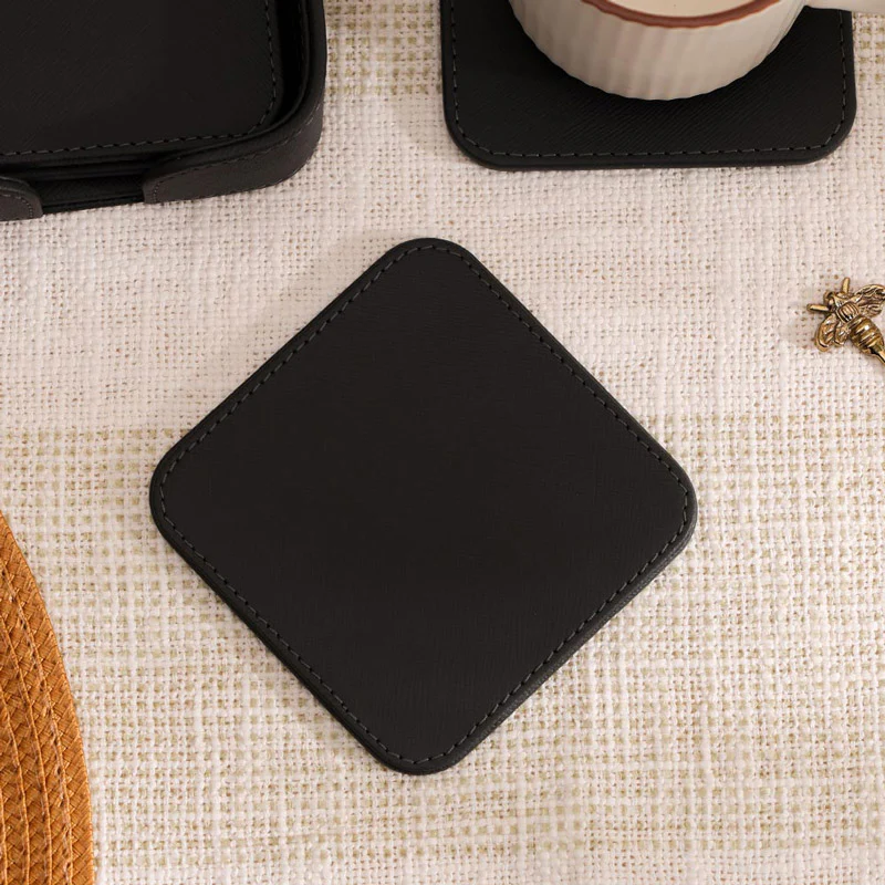 Saloon Sqround Coasters, Set of 6 - Black - Image 5