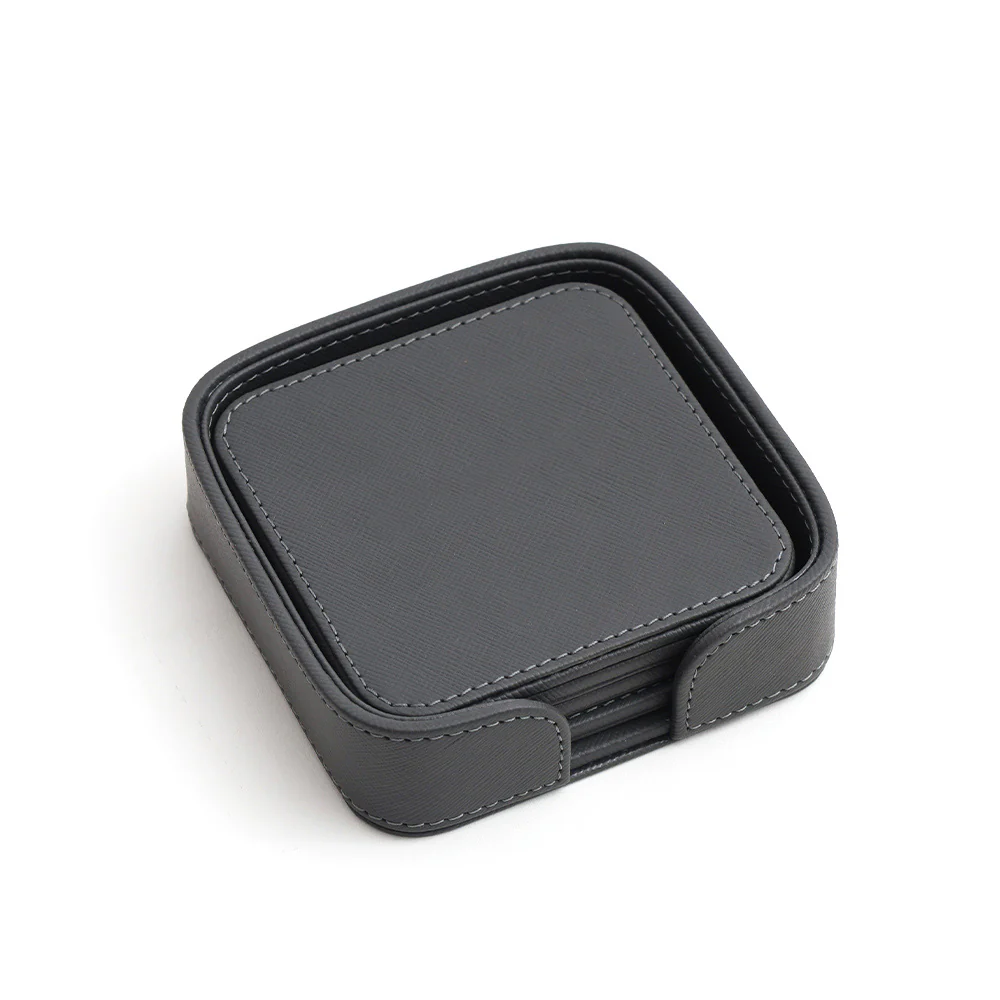Saloon Sqround Coasters, Set of 6 - Dark Grey - Image 3