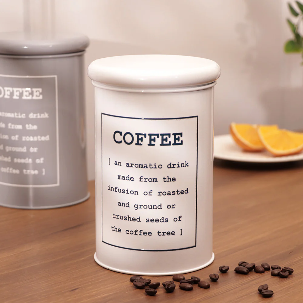 Sando Metal Coffee Storage Jar - White - Image 2
