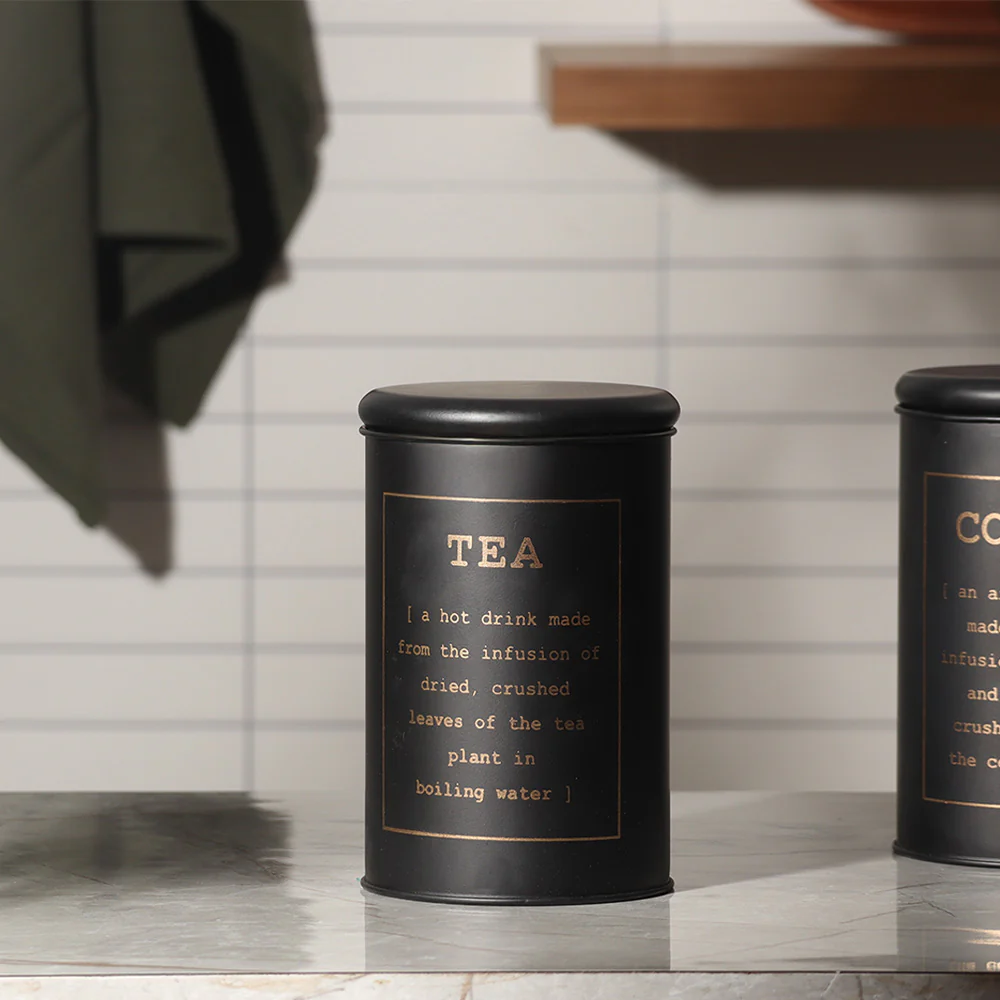 Sando Metal Tea Storage Jar - Black Gold - Image 2