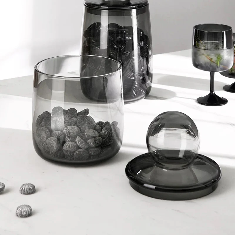 Sarabi Glass Jar With Lid 1400ml - Grey - Image 2