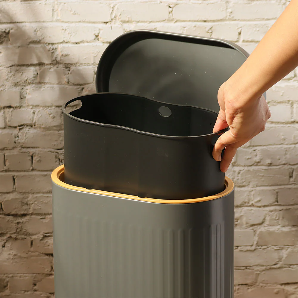 Ovate Pedal Bin 6L - Grey & Gold - Image 7