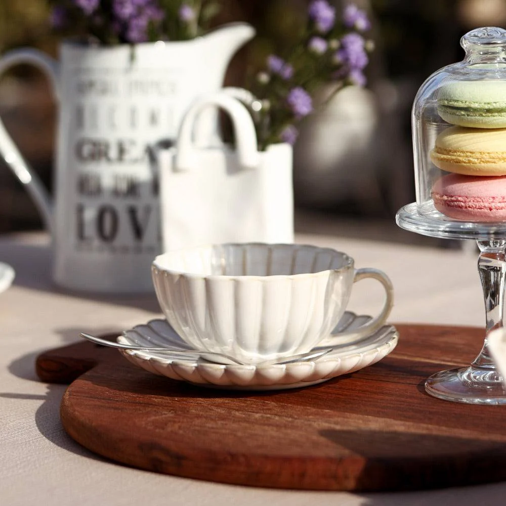 Scallop Cup With Saucer - Ivory