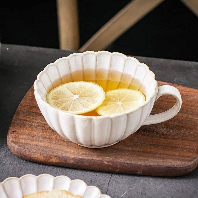 Scallop Cup With Saucer - Ivory - Image 2