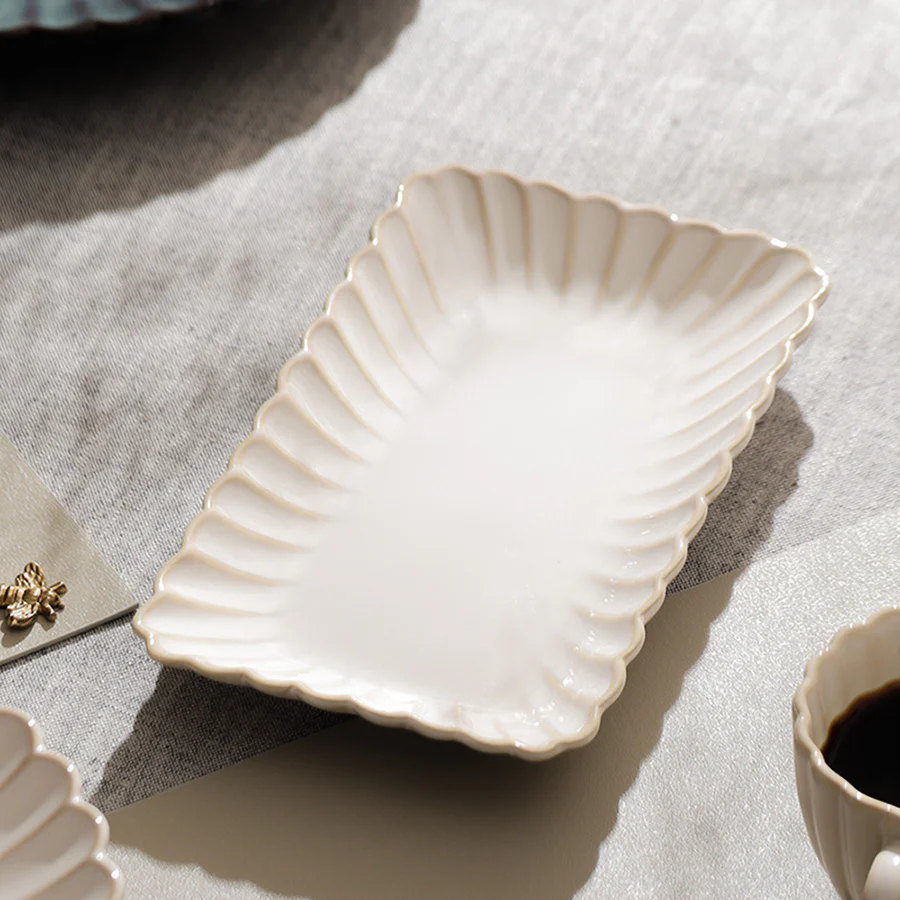 Scallop Rectangular Serving Plate - Ivory - Image 2