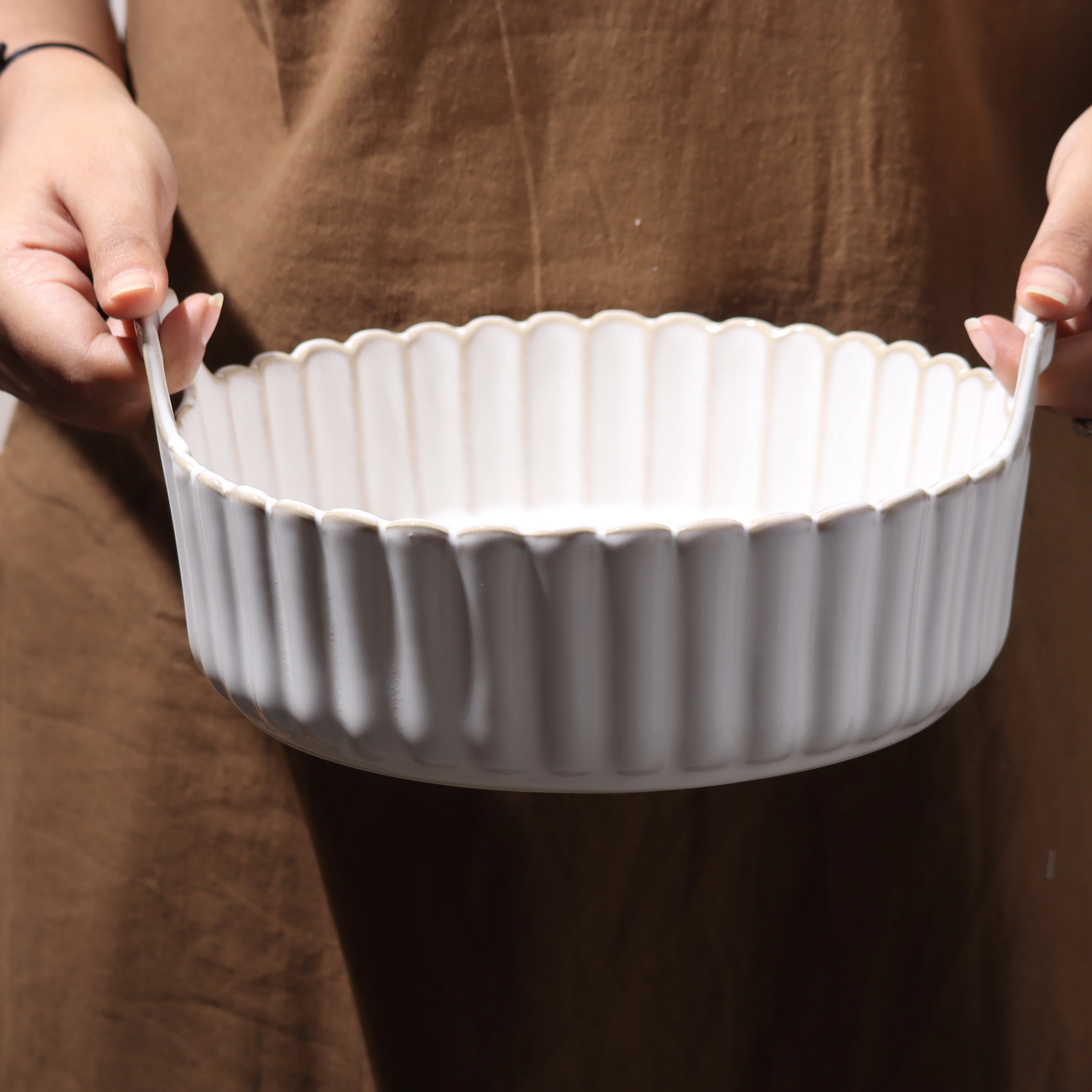 Scallop Round Baking Dish - Ivory - Image 2