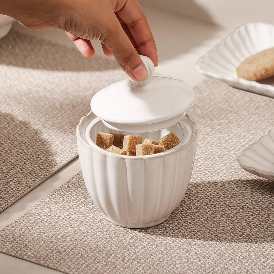 Scallop Sugar Jar - Ivory