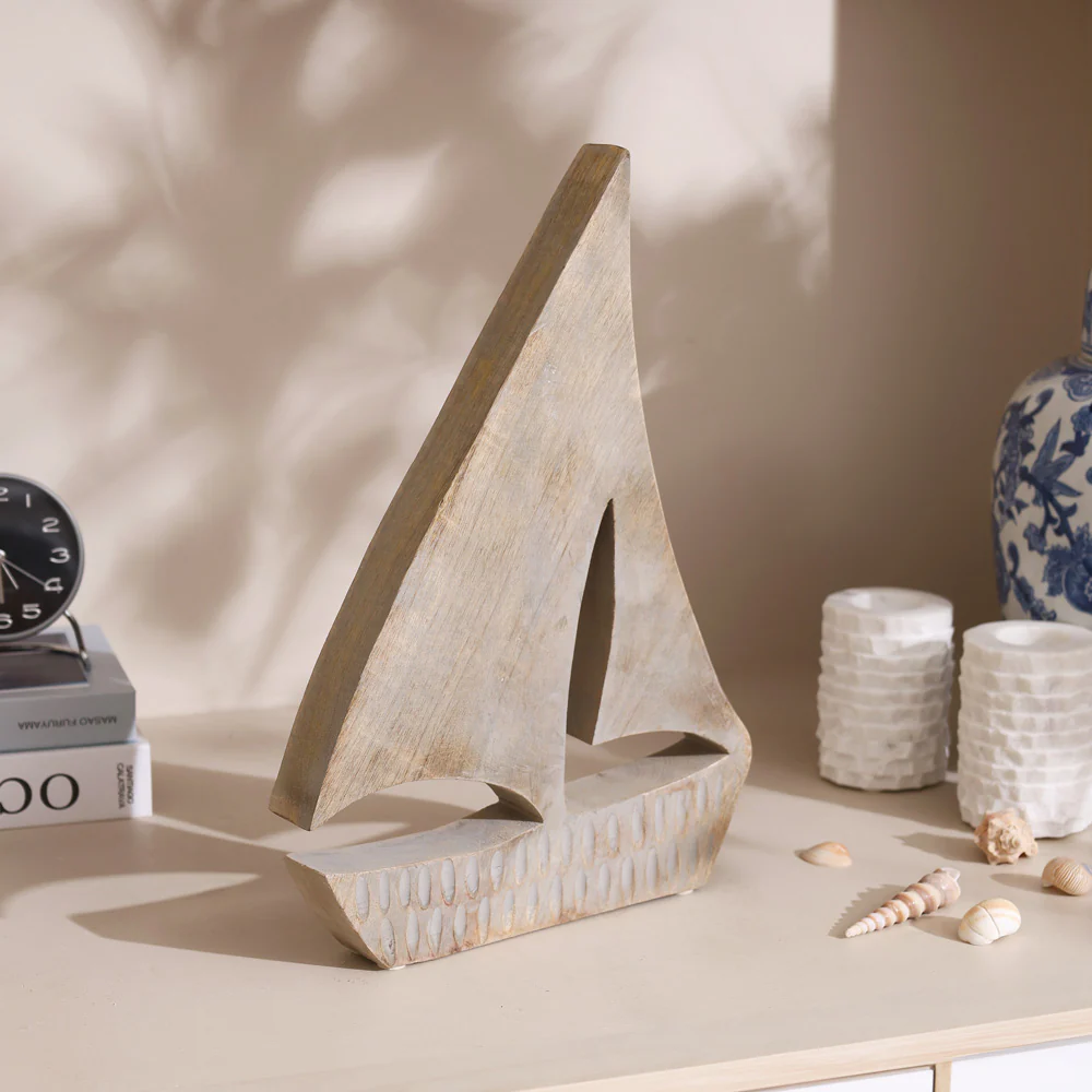 Schiff Mango Wood Sculpture Medium - Vintage Grey - Image 5
