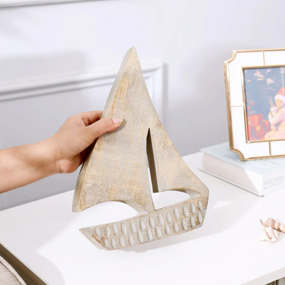 Schiff Mango Wood Sculpture Small - Vintage Grey - Image 2