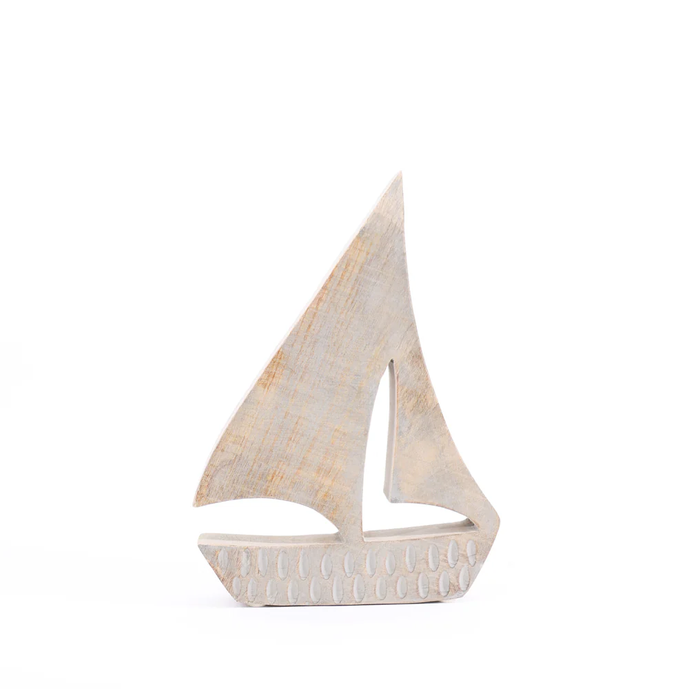 Schiff Mango Wood Sculpture Small - Vintage Grey - Image 3