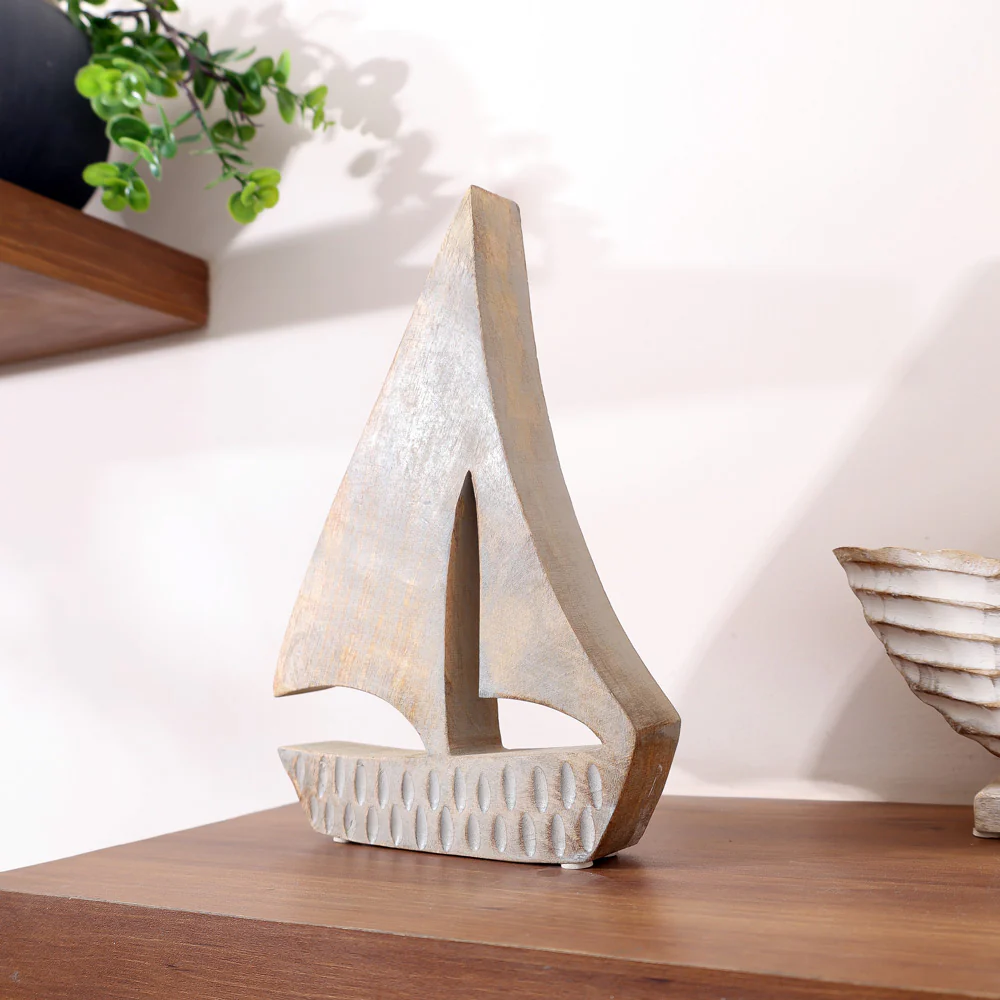 Schiff Mango Wood Sculpture Small - Vintage Grey - Image 6