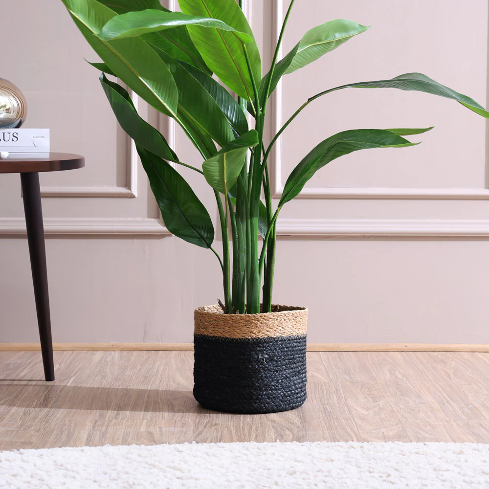 Seagrass & Jute Barrel Planter - Natural Black - Image 4