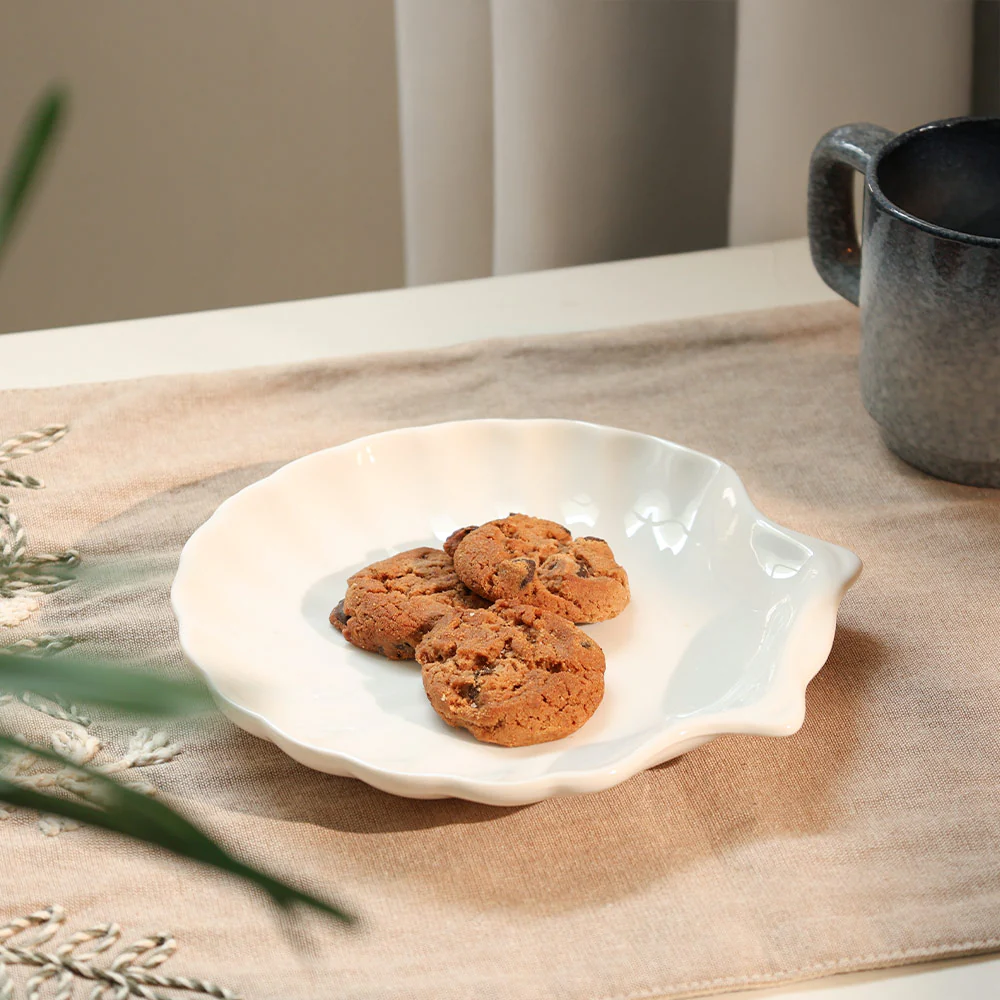 Seashell Porcelain Dessert Plate - White - Image 2