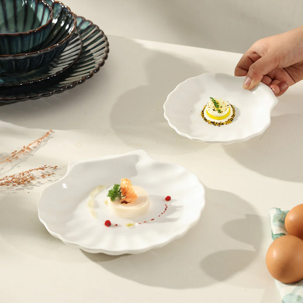 Seashell Porcelain Dessert Plate - White - Image 3