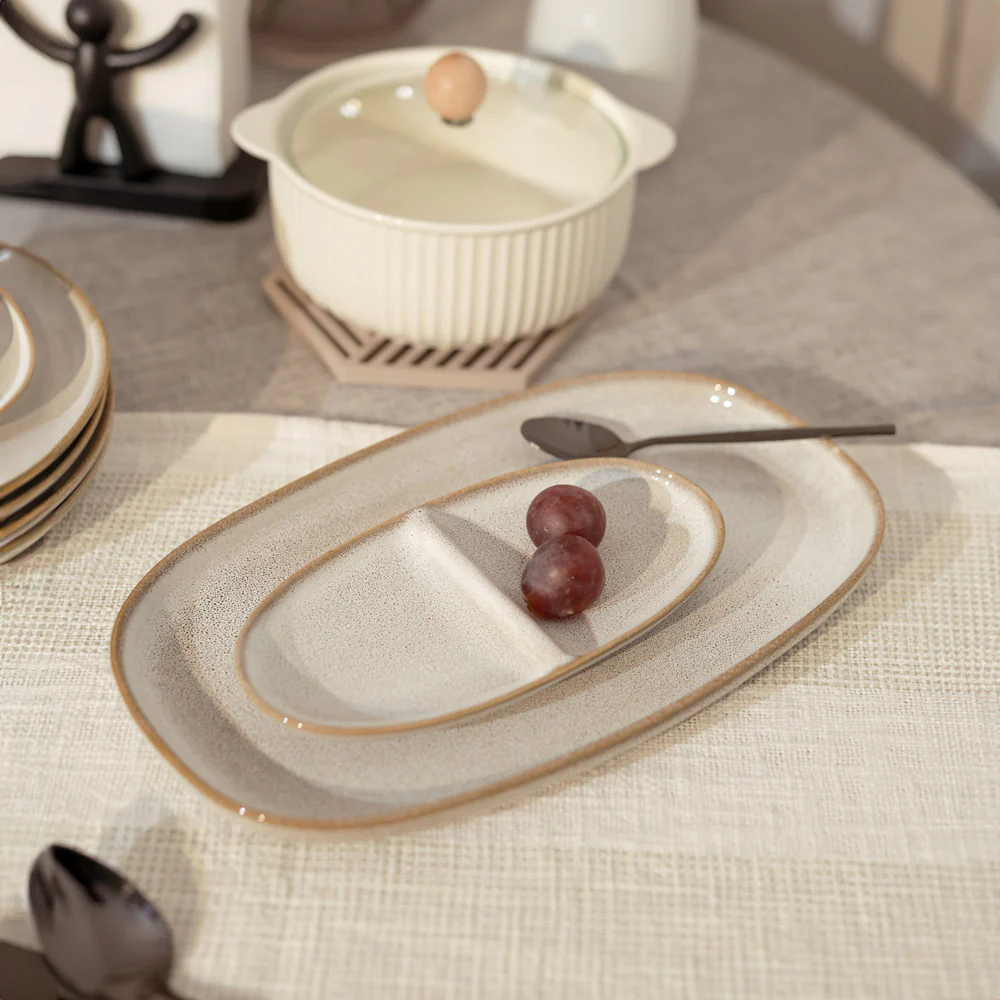 Seasons Oval Sectioned Plate - Sand - Image 2