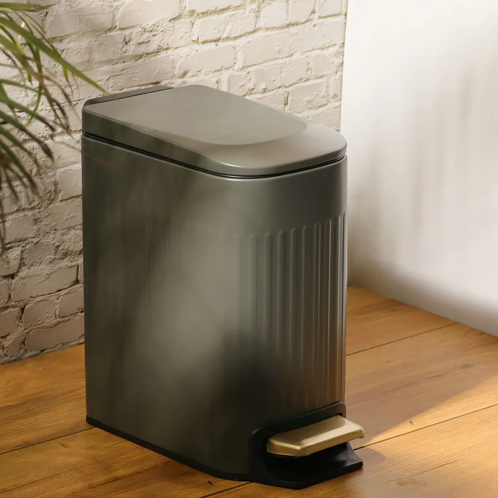 Lines Slim Pedal Bin 6L - Grey - Image 2