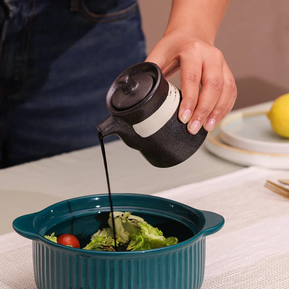 Seta Ceramic Condiment Dispenser - Black White