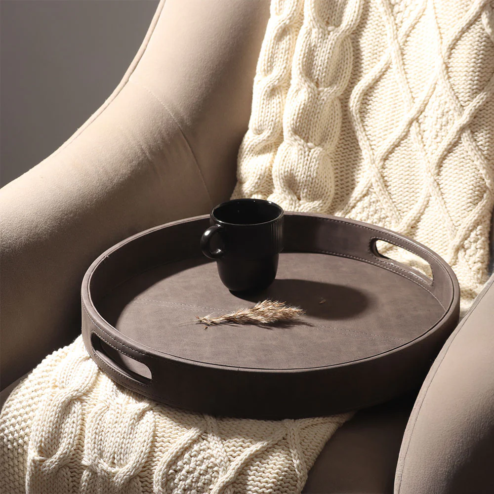 Shalom Round Decorative Tray Large - Charcoal - Image 4