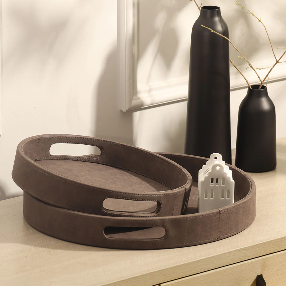 Shalom Round Decorative Tray Large - Charcoal - Image 6
