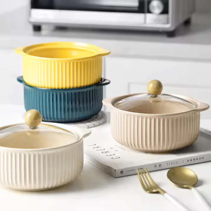 Shire Ceramic Serving Pot with Glass Lid - Cream - Image 7