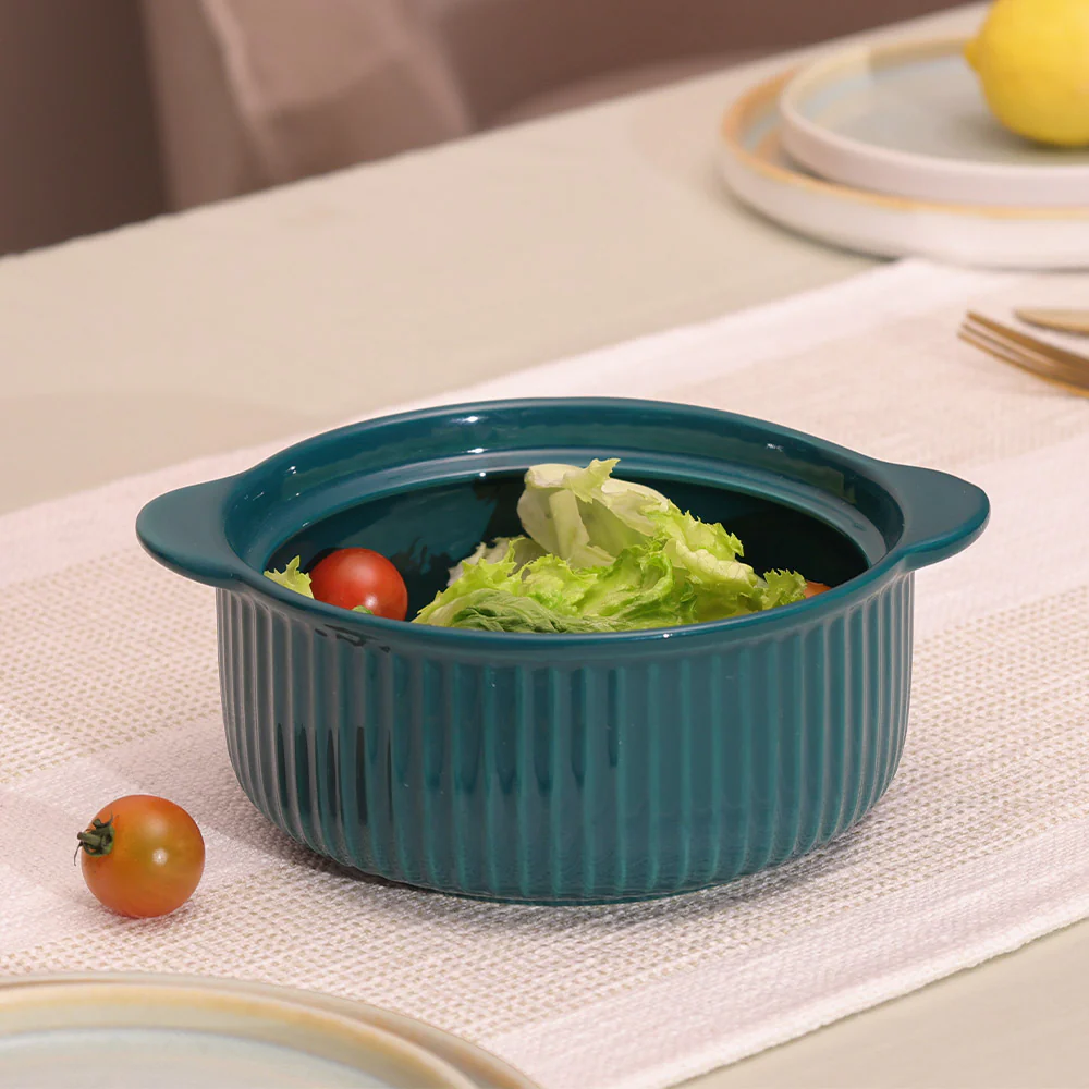 Shire Ceramic Serving Pot with Glass Lid - Dark Green - Image 2