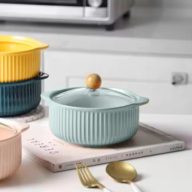 Shire Ceramic Serving Pot with Glass Lid - Sky Blue