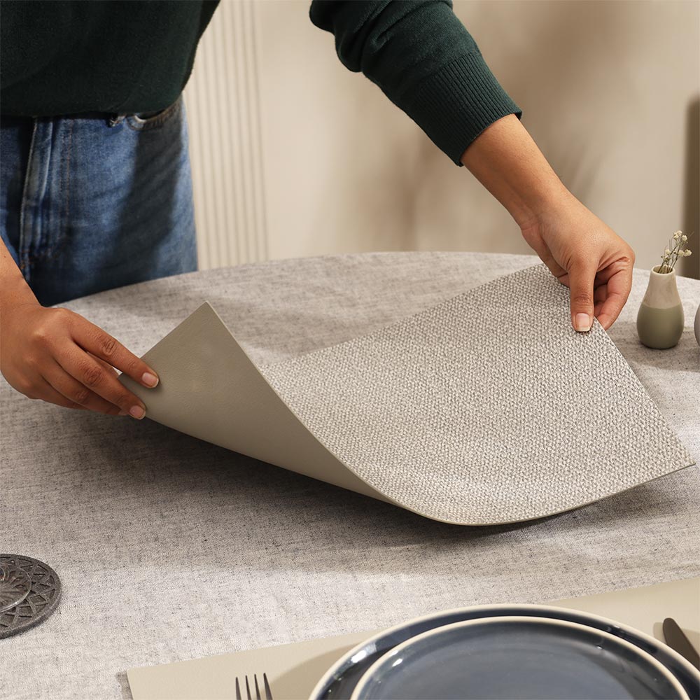 Silkstone Reversible Mats, Set of 6 - Taupe - Image 2