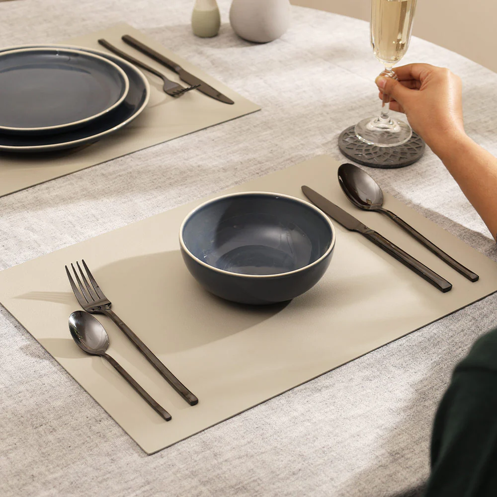 Silkstone Reversible Mats, Set of 6 - Taupe - Image 5