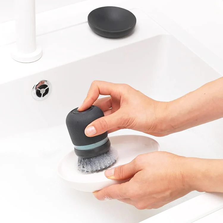 SinkSide Soap Dispensing Dish Brush - Dark Grey - Image 2