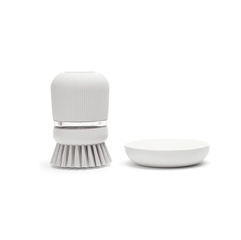SinkSide Soap Dispensing Dish Brush - Light Grey - Image 3