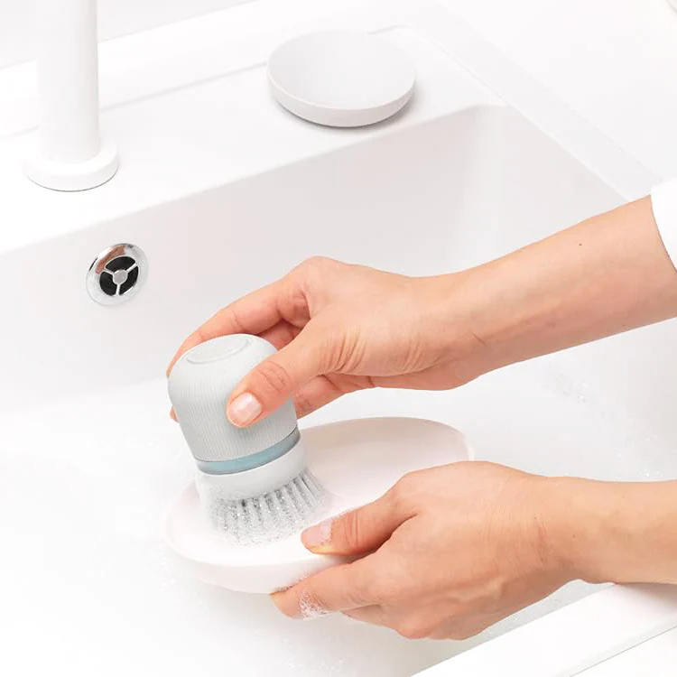 SinkSide Soap Dispensing Dish Brush - Light Grey - Image 5