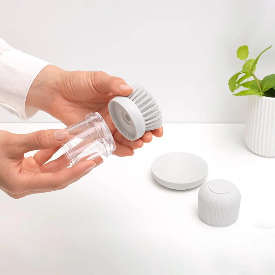 SinkSide Soap Dispensing Dish Brush - Light Grey - Image 6