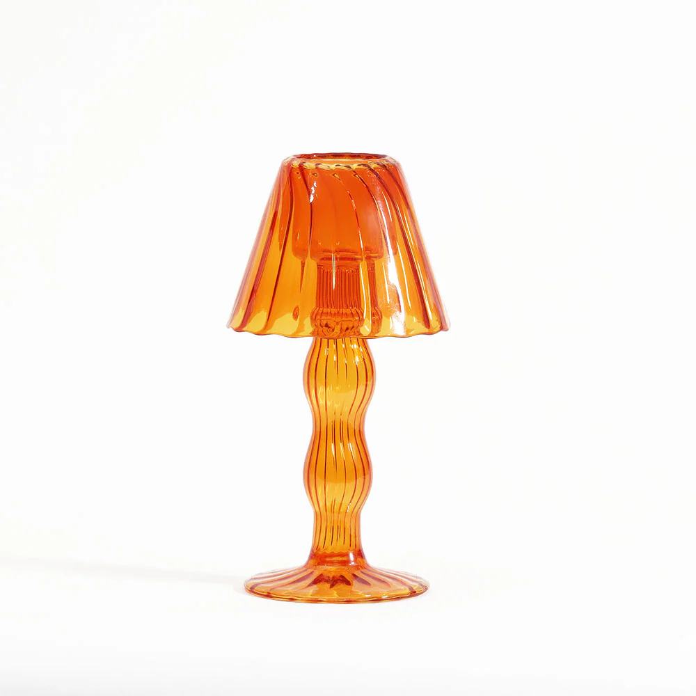 Sintra Glass Tealight Holder Lamp - Burnt Orange - Image 3