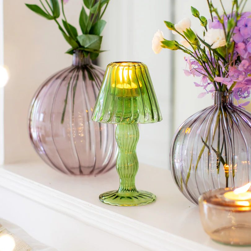 Sintra Glass Tealight Holder Lamp - Dark Green - Image 4