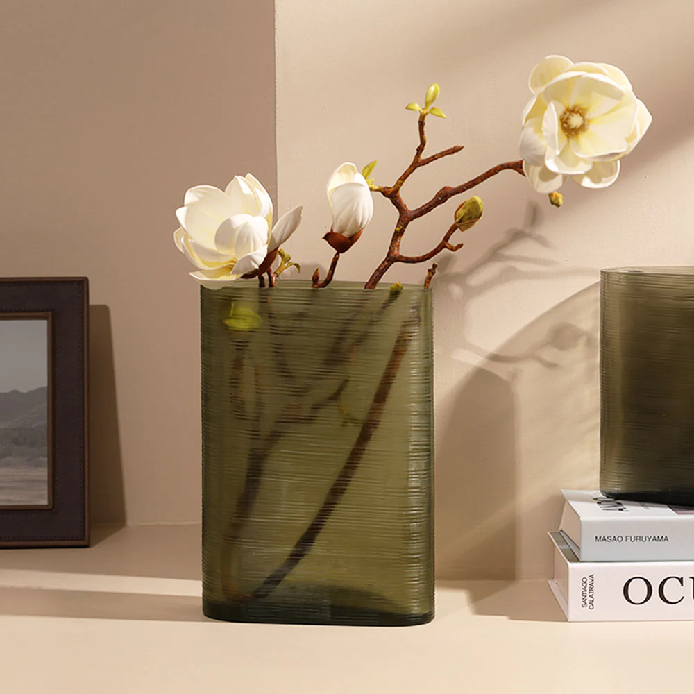 Sirocco Asymmetric Glass Vase Tall - Moss Green - Image 3