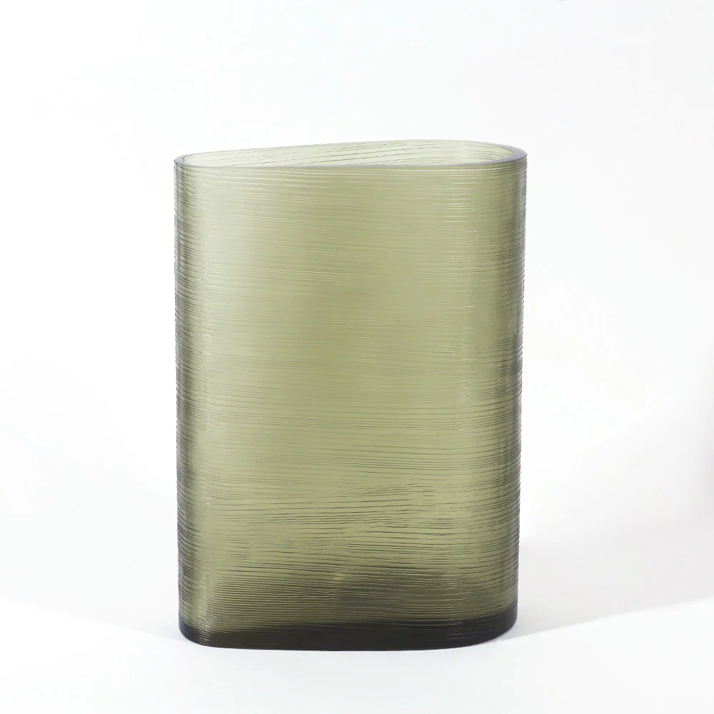 Sirocco Asymmetric Glass Vase Tall - Moss Green - Image 4