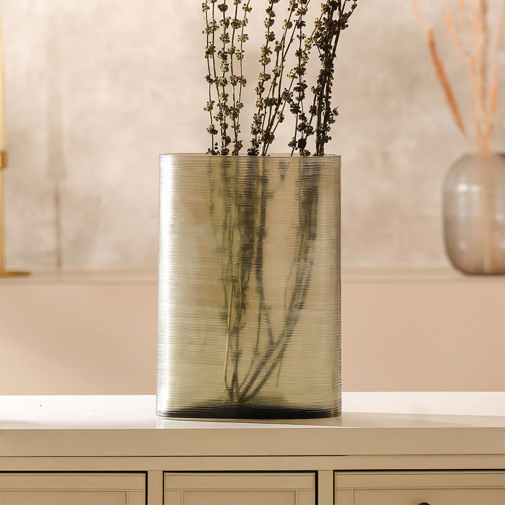 Sirocco Asymmetric Glass Vase Tall - Moss Green - Image 7