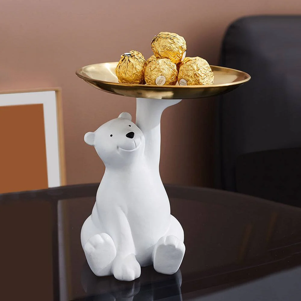 Sitting Bear Sculpture with Trinket Tray