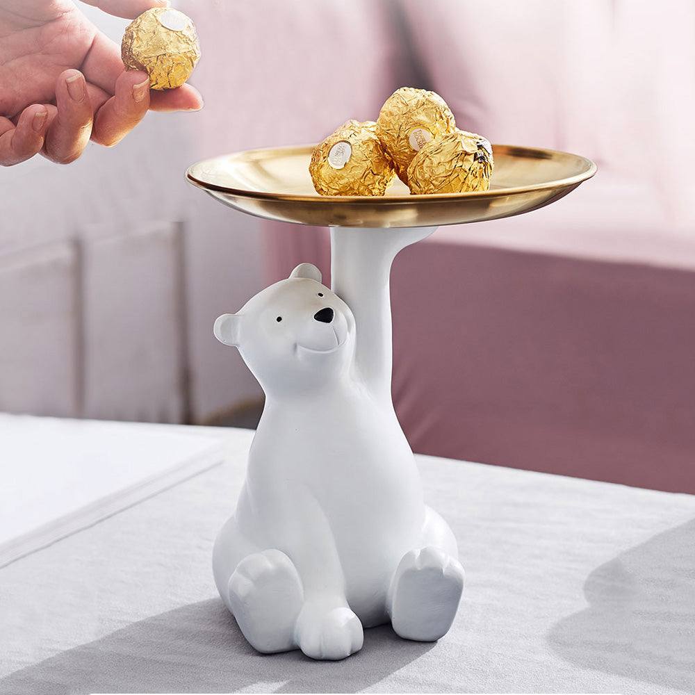 Sitting Bear Sculpture with Trinket Tray - Image 2