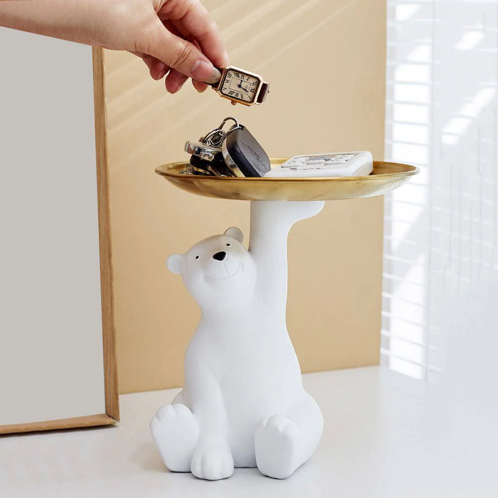 Sitting Bear Sculpture with Trinket Tray - Image 3