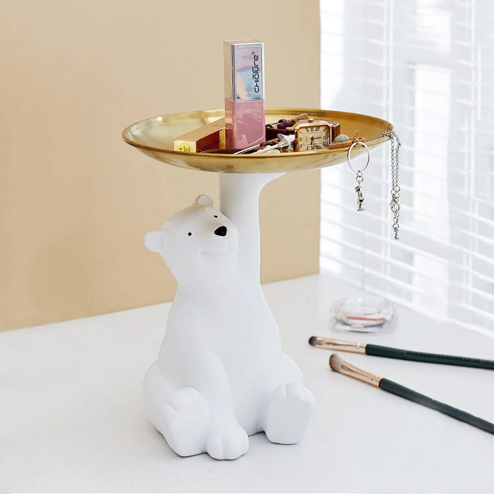 Sitting Bear Sculpture with Trinket Tray - Image 4