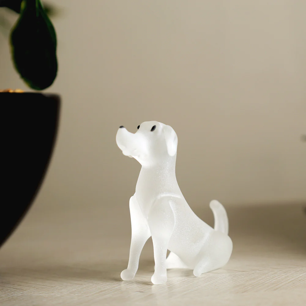 Sitting Dog Mini Glass Accent - Frosted White - Image 2