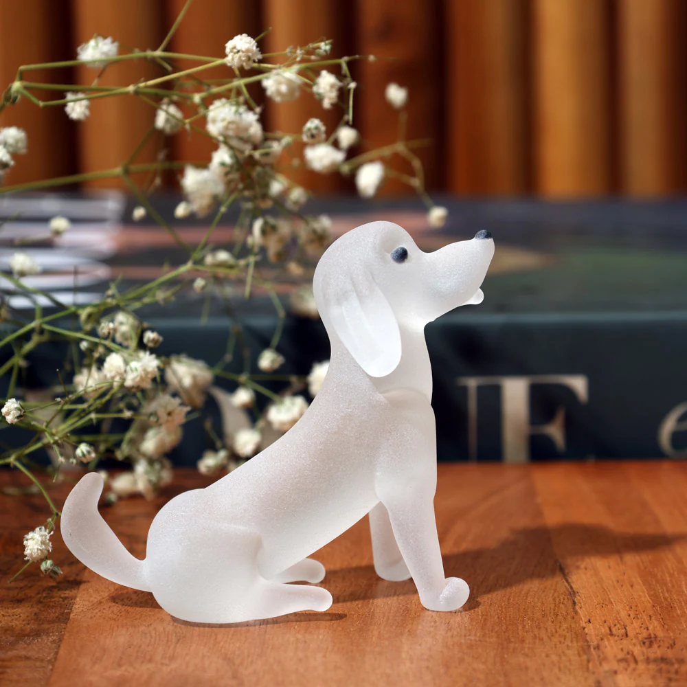 Sitting Dog Mini Glass Accent - Frosted White - Image 3