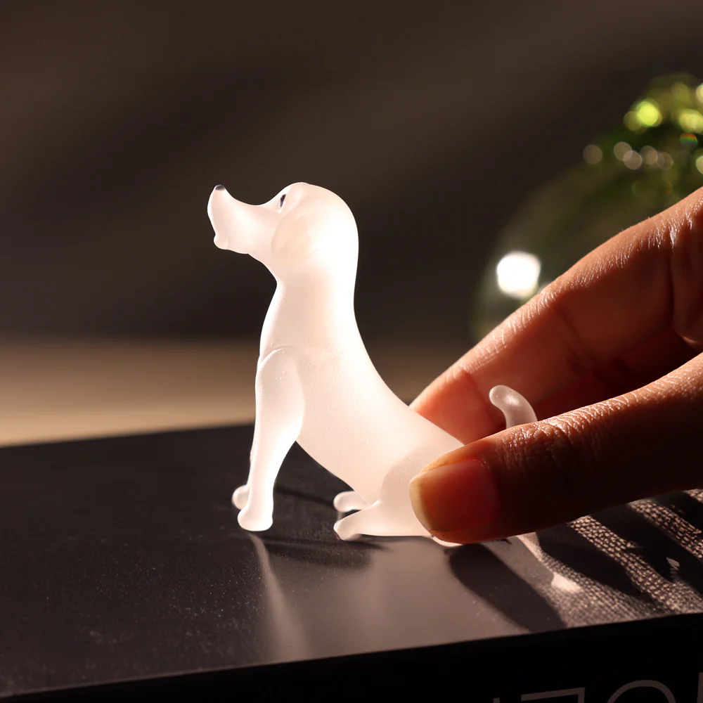 Sitting Dog Mini Glass Accent - Frosted White - Image 4