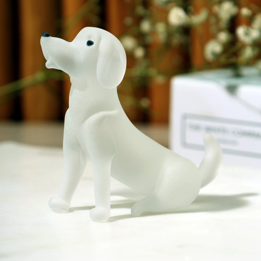 Sitting Dog Mini Glass Accent - Frosted White - Image 5